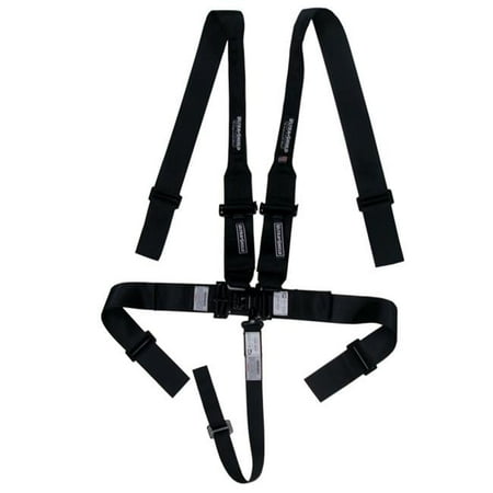 Ultra Shield ULTHB22001H 5 Point Pull Down Adjust Latch & Link Harness with Bolt-On & Wrap Around HANS Ready - Black