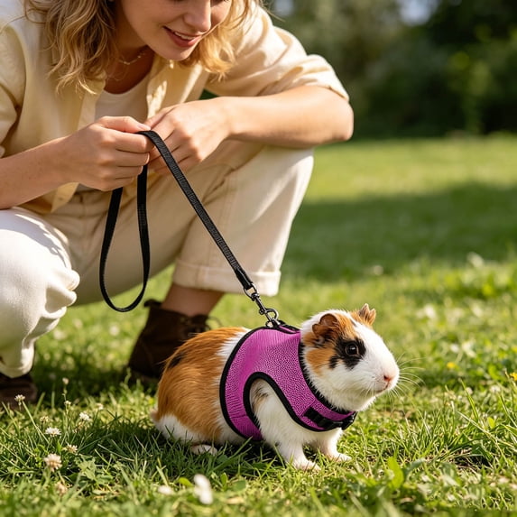 Harness and Leash Set for Small Animals Adjustable Mesh Vest with Lead Comfort Breathable Walking Gear for Guinea Pigs Rabbits and Outdoor Walking Control