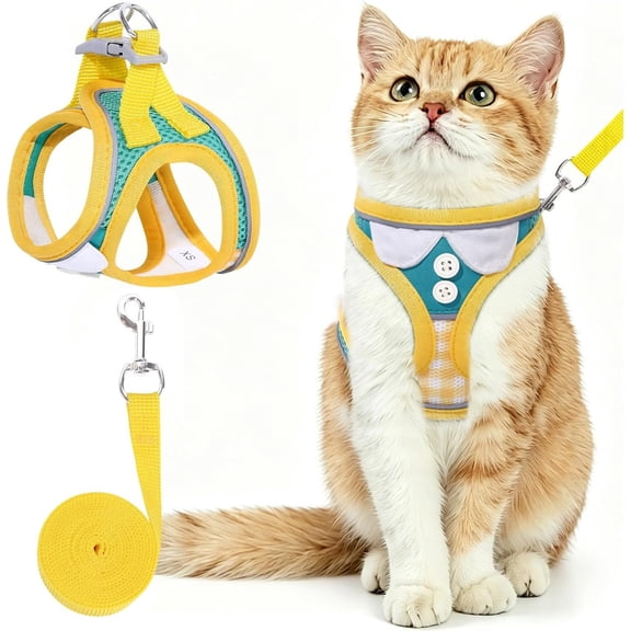 Harness and Leash Set for Walking,Escape Proof Adjustable Vest Harness with Reflective Strips,Breathable Lightweight Soft Mesh Kitten Harness and Leash for Kitty Bunny Puppy,S