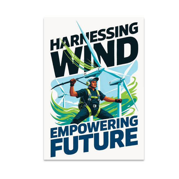 Harnessing Wind Empowering Future - Renewable Energy Enthusiast - 13x19 Poster Print