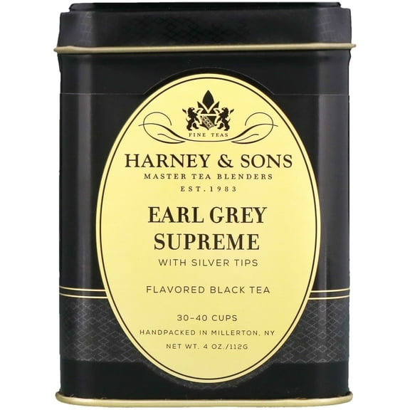 Harney & Sons, Black Tea, Earl Grey Supreme with Silver Tips, 4 oz Pack of 2