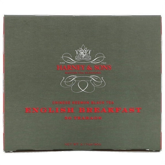 Harney & Sons, Chinese Keemun Black Tea, English Breakfast, 50 Tea Bags, 3.17 oz Pack of 4