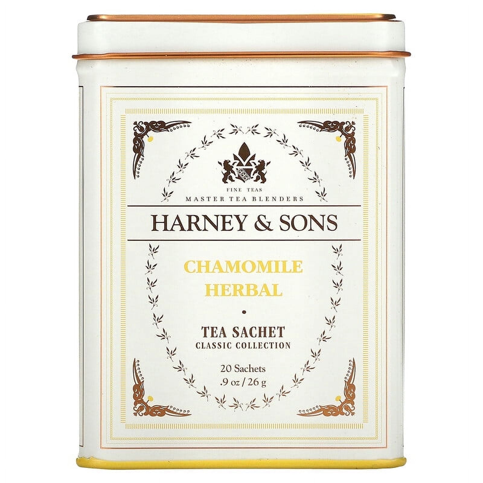 Harney & Sons, Fine Teas, Chamomile Herbal, 20 Sachets, 0.9 oz (26 g) Pack of 4