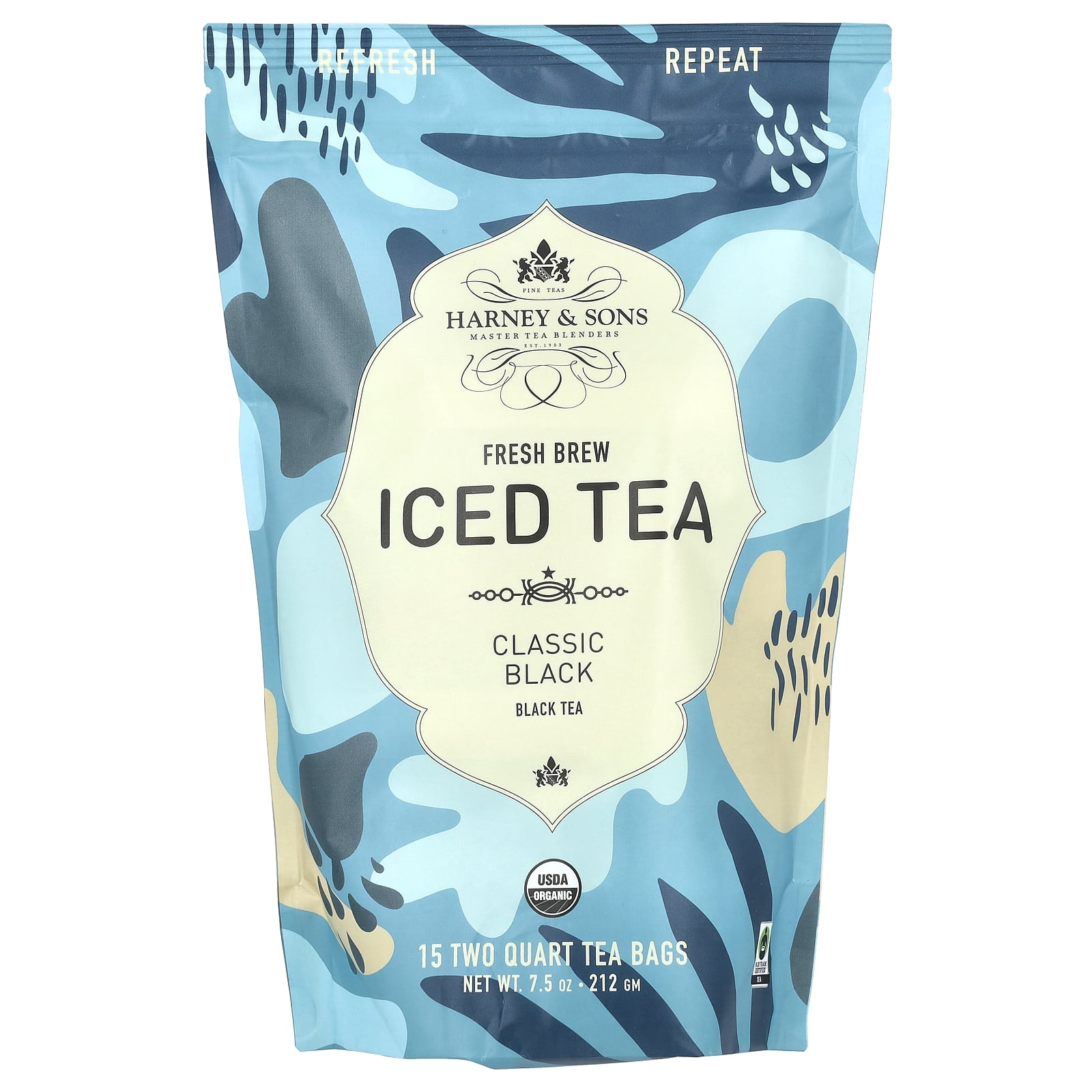 Harney & Sons Fresh Brew Iced Tea, Classic Black , 15 Two Quart Tea Bags, 7.5 oz (212 g)