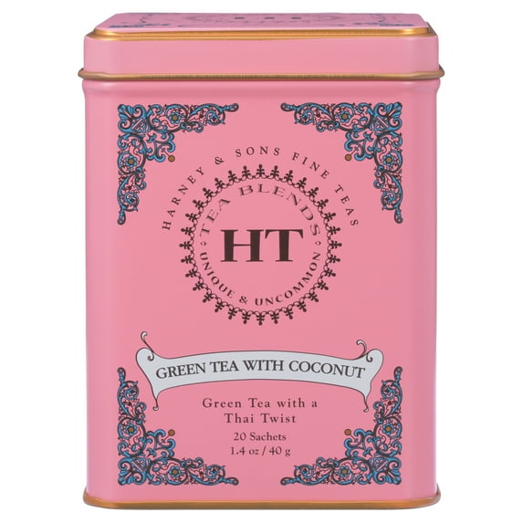 Harney & Sons, Green Tea Bags, Green Tea with Coconut, 1.4 oz, 20 Count
