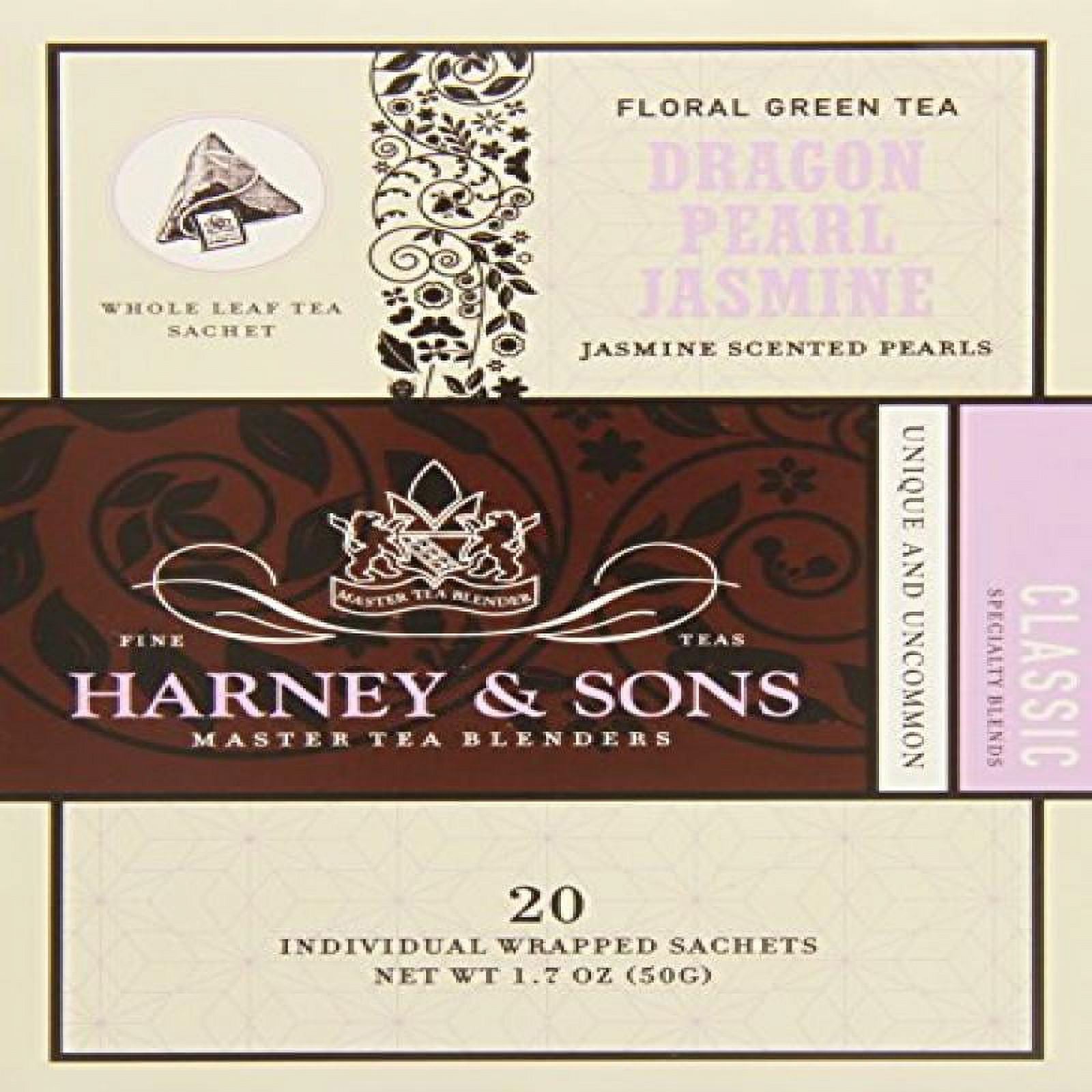 Harney & Sons Green Tea, Dragon Pearl Jasmine, 20 Sachets