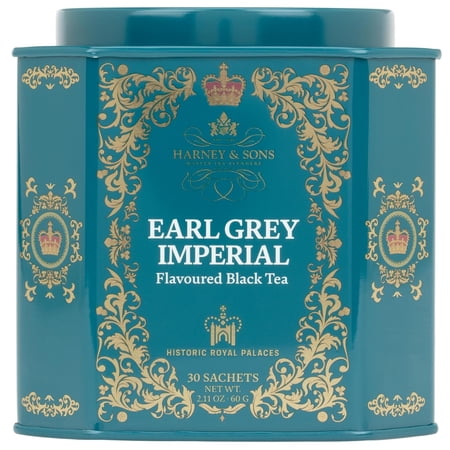 Harney & Sons Earl Grey Imperial Tea, 30 Sachets in Tin | Black and oolong teas with natural bergamot oil. Contains caffeine.