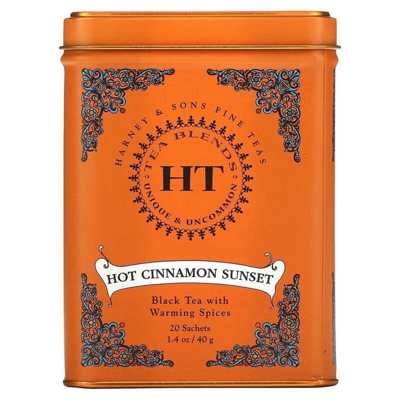 Harney & Sons HT Tea Blend Hot Cinnamon Sunset 20 Tea Sachets 1.4 oz Pack of 2