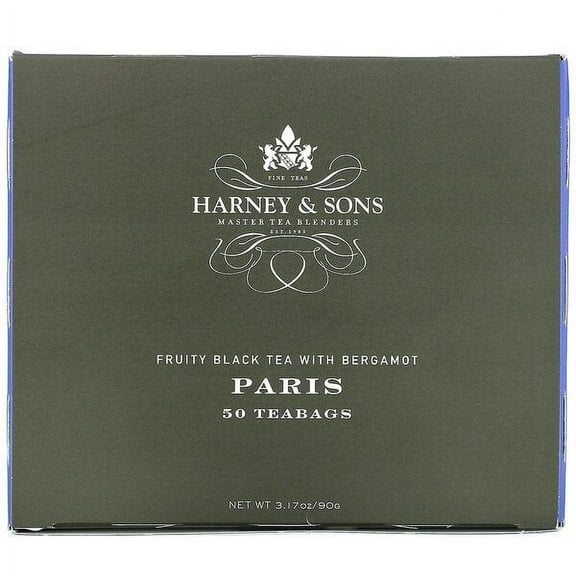 Harney & Sons, Paris, Fruity Black Tea with Bergamot, 50 Tea Bags, 3.17 oz Pack of 4
