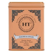 Harney & Sons Peaches & Ginger Black Tea, 20 Sachet Tin, Flavored Caffeinated Tea, Sweet Peach & Spicy Ginger, Hot or Iced Brew