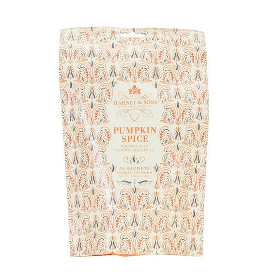 Harney & Sons Pumpkin Spice Herbal Tee - Bag of 50 Tee Sachets - Caffeine-Free Rooibos Tee