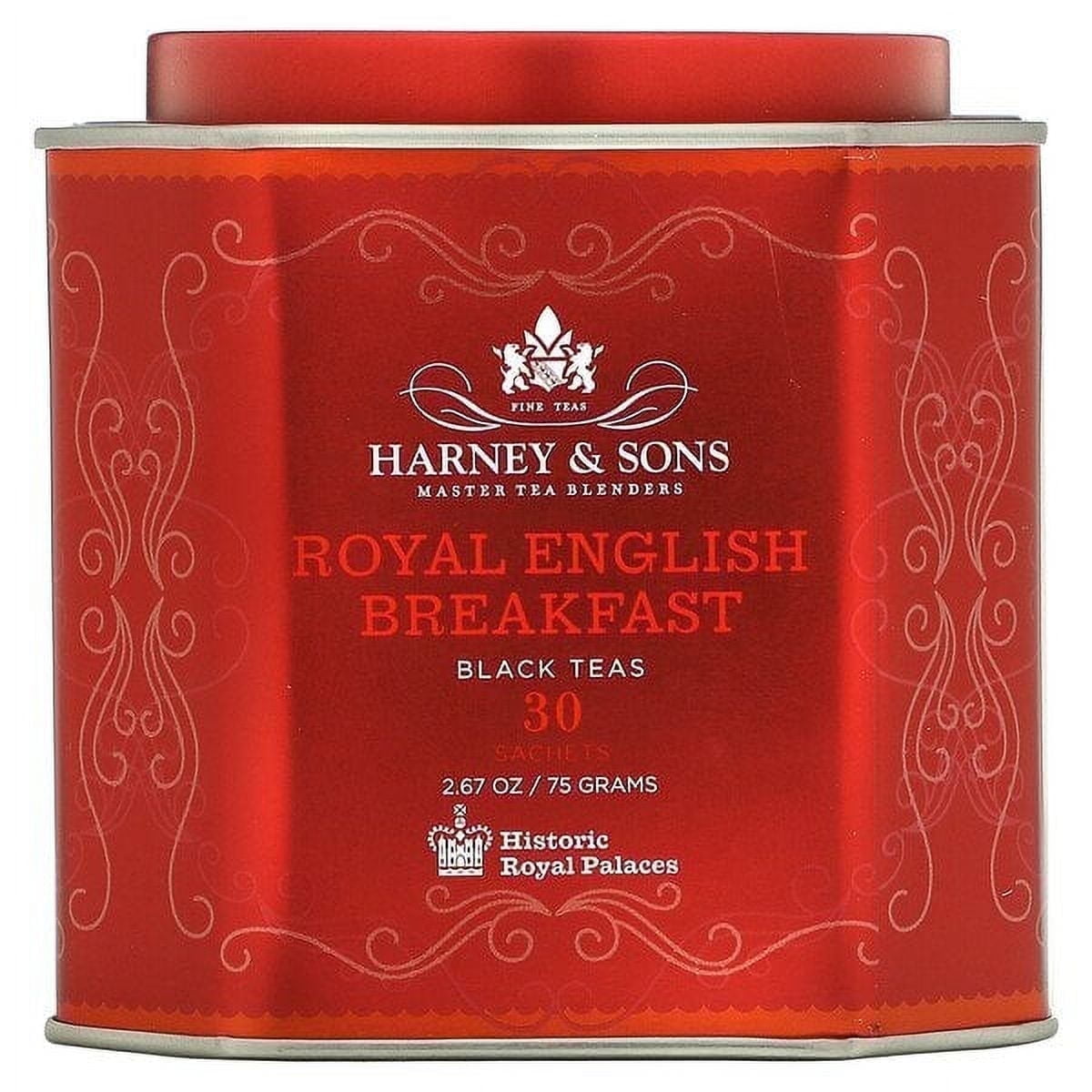 Harney & Sons, Royal English Breakfast, Black Teas, 30 Sachets, 2.67 oz Pack of 4