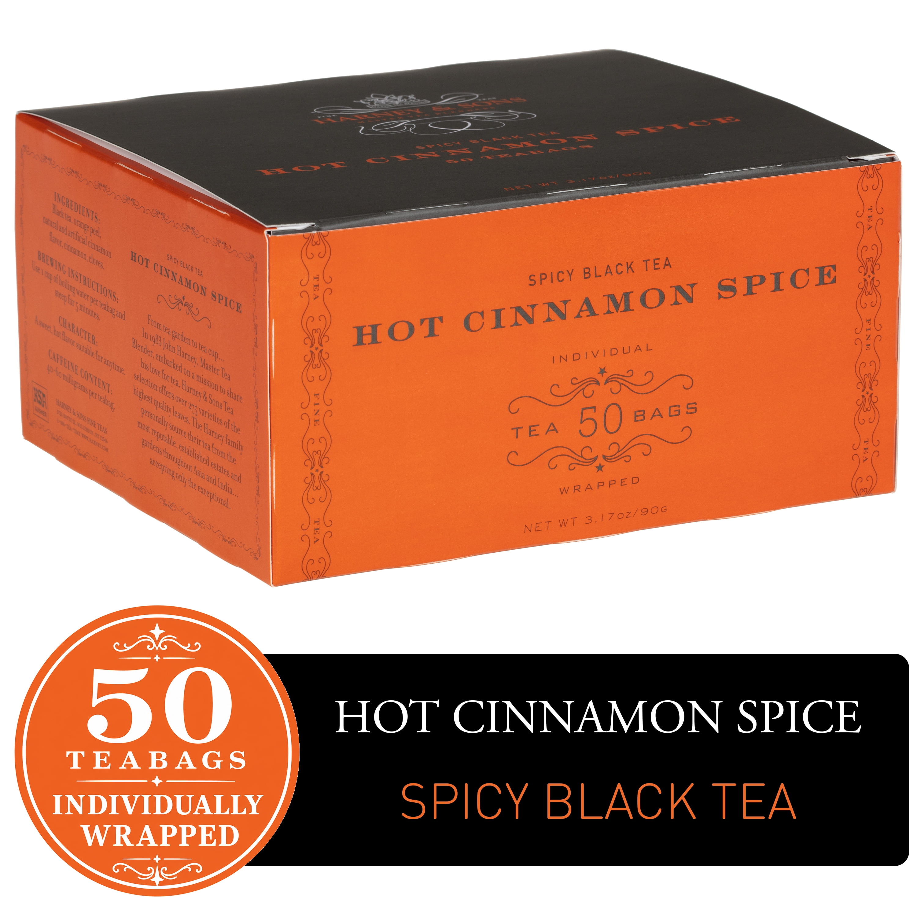 Harney & Sons Black Tea Bags Hot Cinnamon Sunset 20 Sachets