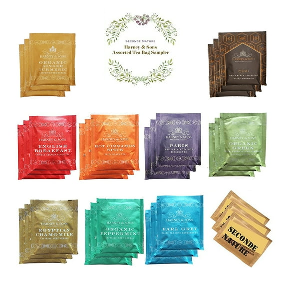 Harney & Sons | Top 9 Flavors Tea Assorted | 27 Counts Tea Bags With Cane Sugar Packs.| Fantastic Gift For Tea lovers, Family, Friends, Coworkers, Tea Party, Birthday by Seconde Nature