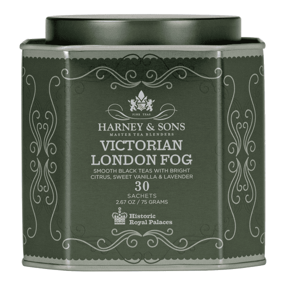 Harney & Sons Victorian London Fog, Smooth Black Tea With Bright Citrus, Sweet Vanilla & Lavender, 30 Sachets, 2.67 oz (75 g)