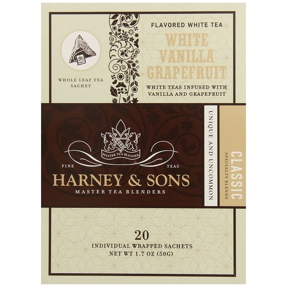 Harney & Sons White Tea Grapefruit 20 Sachets Pack, Vanilla