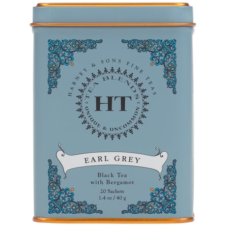 Harney & Sons Earl Grey Tea, Black & Oolong Tea with Bergamot, 20 Pyramid Teabags (Sachets) Tin, Classic Citrus Earl Grey, Caffeinated Tea