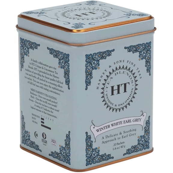 Harney & Sons Earl Grey Tea, Black & Oolong Tea with Bergamot, 20 Pyramid Teabags (Sachets) Tin, Classic Citrus Earl Grey, Caffeinated Tea
