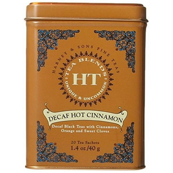 Harney & Sons Decaf Hot Cinnamon, 1.4 ounces, 20 count tin, Flavored Decaffeinated Black Tea