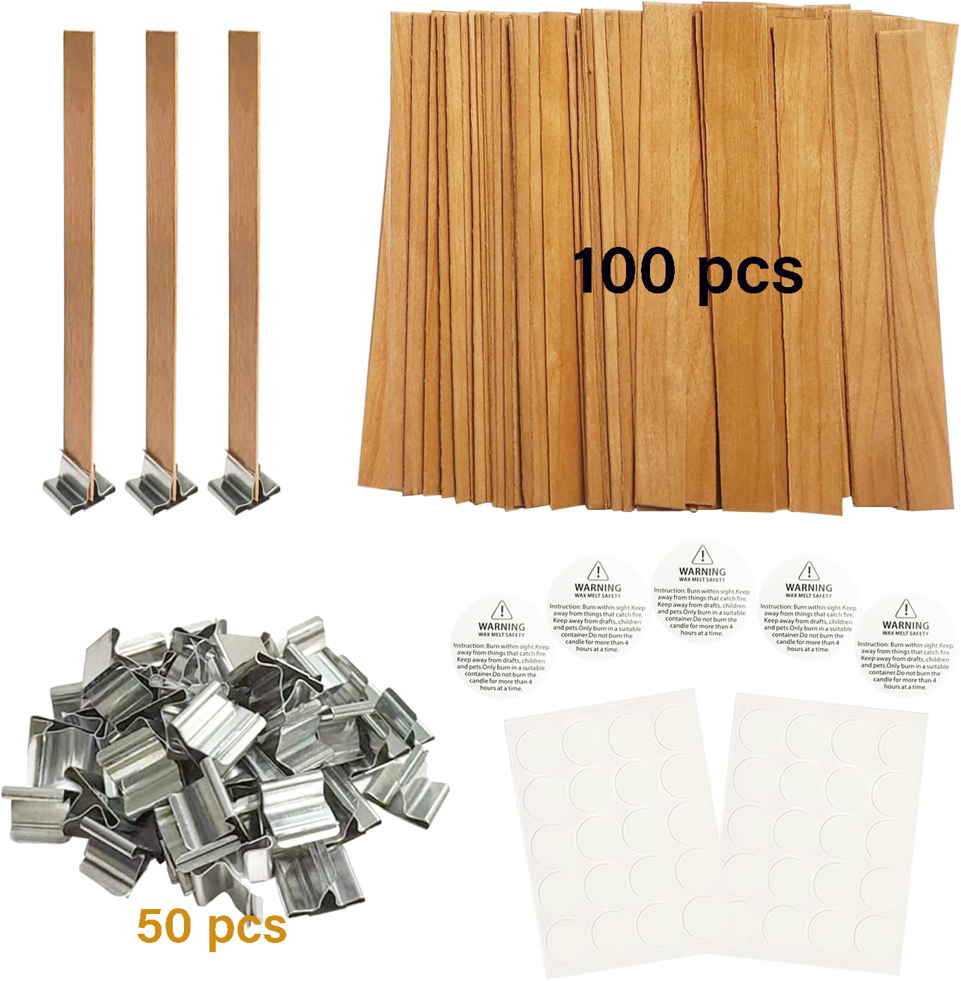 Harnico Upgraded 100 Pcs Wooden Candle Wicks 5.1 X 0.5 inch Natural Candle  Wood Wicks with Stand Candle Cores for DIY Candle Making Craft Smokeless  Wood Wicks for Candle Making 