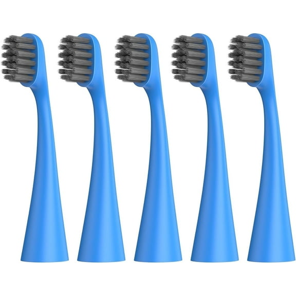 YUNCHI Replacement Toothbrush Heads Compatible with Burst Kids Electric Toothbrush, Soft Charcoal Bristles for Gentle on Gum and Deep Cleaning, Blue, Pack of 5