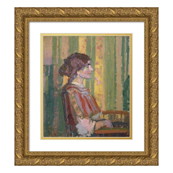 Harold Gilman 12x14 Gold Ornate Wood Frame and Double Matted Museum Art Print Titled - Steninslavela De Carlowska (Mrs. Robert Bevan)
