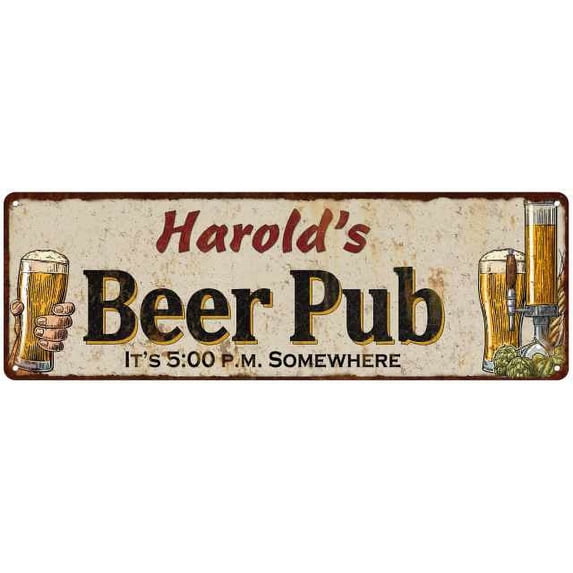 Harold's Beer Pub Man Cave Bar Decor Gift 6x18 Sign 106180053288