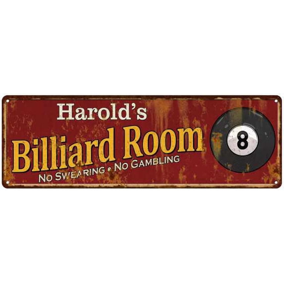 Harold's Billiard Room Red Sign Game Room Pool 6x18 106180008288