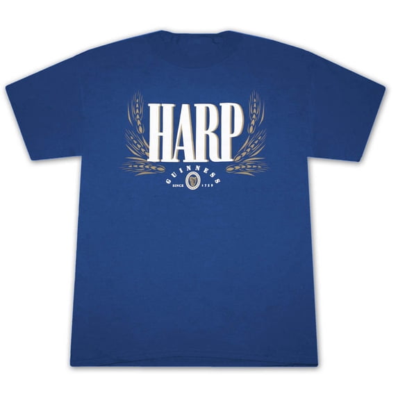 Harp Lager Guinness Men's 2-Sided Blue Graphic T-Shirt-Large