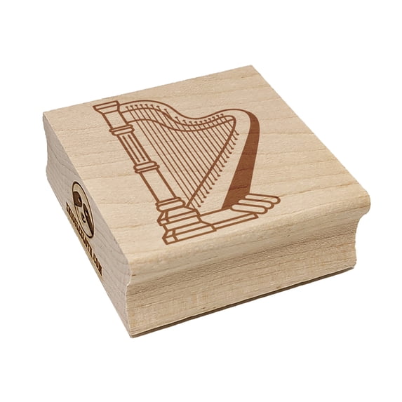 Harp Musical Instrument Square Rubber Stamp Stamping Scrapbooking Crafting - Large 2.75in