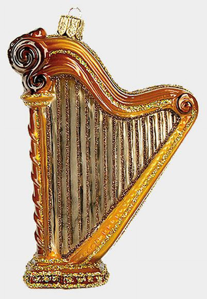 Harp Polish Blown Glass Christmas Ornament Musical Instrument