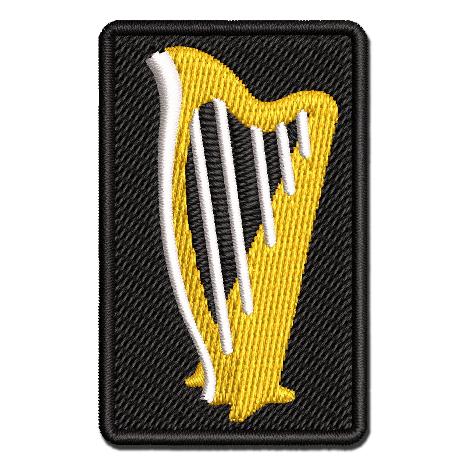 Harp String Instrument Applique Multi-Color Embroidered Iron-On Patch - 3.5 Inch Large