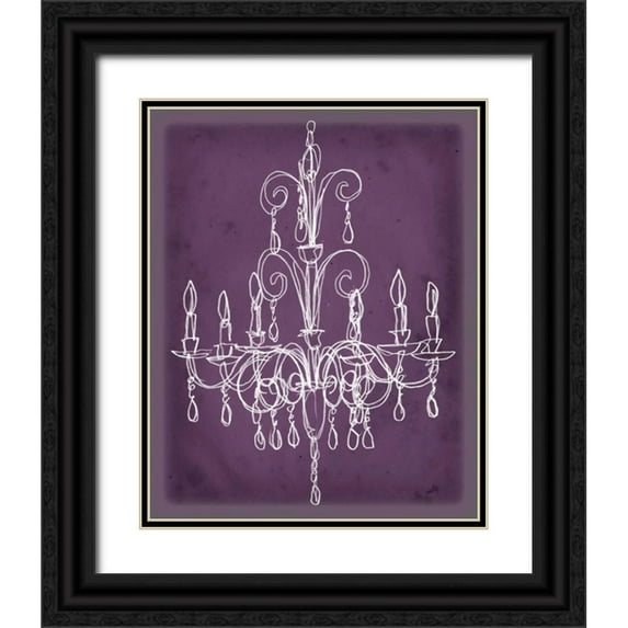 Harper 15x18 Black Ornate Wood Framed with Double Matting Museum Art Print Titled - Plum Chandelier Sketch II