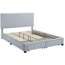 Furniture of America Harper Fabric Bed with 2-Drawer in Light Gray
