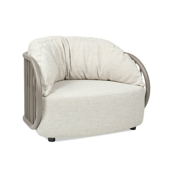 Harper 42.5" Barrel Upholstered Patio Deep Seating Armchair Oat Beige