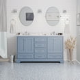 thumbnail image 1 of Harper 60" Double Bathroom Vanity with Powder Blue Cabinet and Carrara Marble Top, 1 of 6