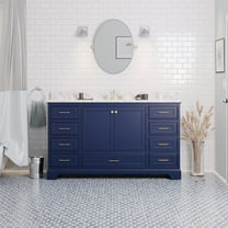 Harper 60" Single Bathroom Vanity with Royal Blue Cabinet and Carrara Marble Top