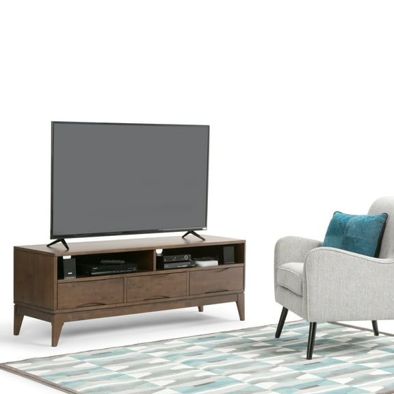 Harper 60" W SOLID WOOD Modern TV Media Stand in Walnut Brown For TVs up to 65"