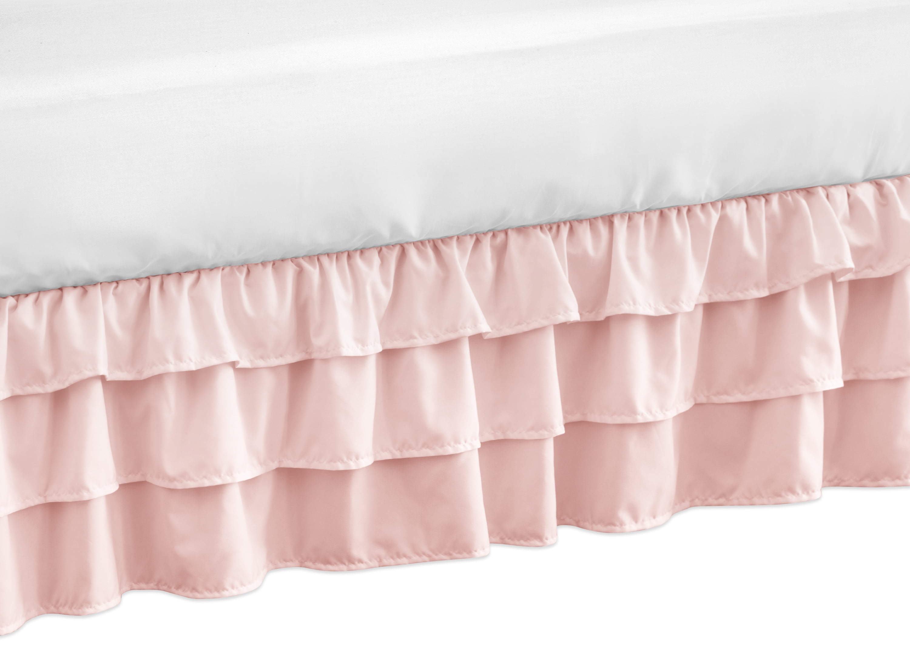 Harper Blush Pink Tiered Ruffled Crib Skirt by Sweet Jojo Designs