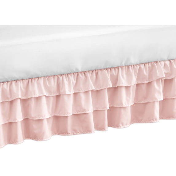 Harper Blush Pink Tiered Ruffled Crib Skirt by Sweet Jojo Designs