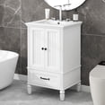 thumbnail image 1 of Harper & Bright Designs 20" Small Bathroom Vanity Sink Combo with Storage , Wood Bathroom Floor Cabinet with Drawers and Doors, White, 1 of 18