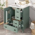 thumbnail image 1 of Harper & Bright Designs 24" Bathroom Vanity with Sink, Free Standing Single Basin Vanity Set with Drawers & Double-Layer Door Shelf, Wood Bathroom Cabinet with Ceramic Basin for Bathroom, Light Green, 1 of 19