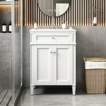 Harper & Bright Designs 24" Small Bathroom Vanity with Sink, Modern Bathroom Cabinet Freestanding with Organizers, Bathroom Storage Cabinet with Drawer for Small Space, White
