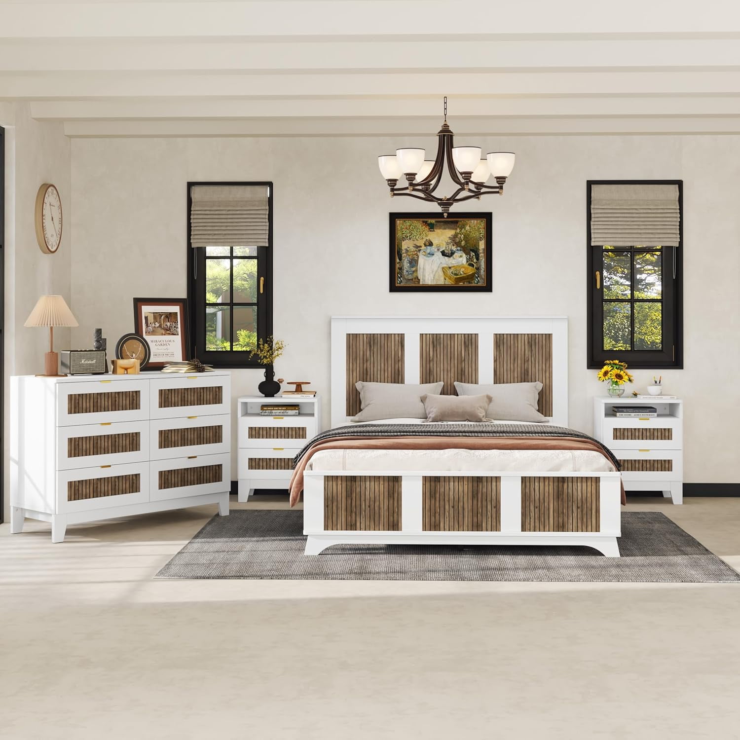 Harper & Bright Designs 3Pieces Queen Bedroom Sets,PU Upholstered
