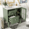 thumbnail image 1 of Harper & Bright Designs 30" Vintage Bathroom Vanity Sink Combo with Storage , Wood Bathroom Floor Cabinet with Drawers and Door, Green, 1 of 6