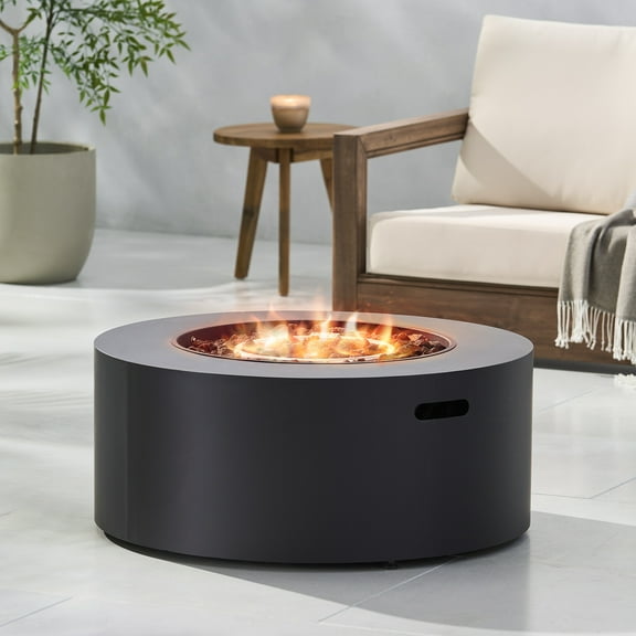 Harper & Bright Designs 32" Patio Iron Propane Fire Pit, Outside Round Fire Pit with 40000 BTU, Tank Cover Not Included, Dark Gray
