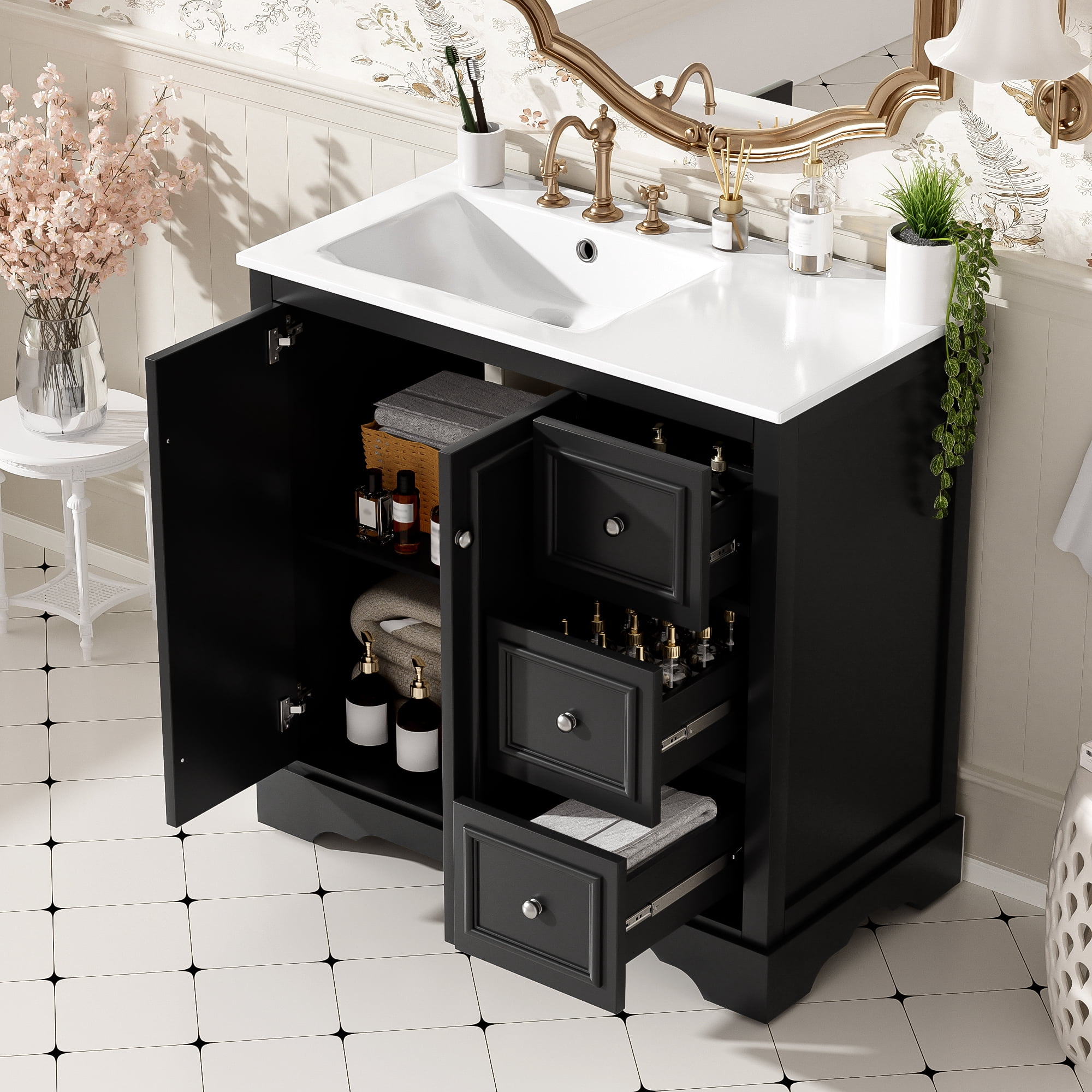 Harper & Bright Designs 36" Modern Bathroom Vanity with Sink, Bathroom ...