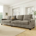 thumbnail image 1 of Harper & Bright Designs 4 Seater Sofa with Console and Cup Holders, Corduroy Sofa Couch with USB Ports and Hidden Storage Arms, 133", Brown, 1 of 18