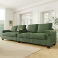 thumbnail image 1 of Harper & Bright Designs 4 Seater Sofa with Console and Cup Holders, Corduroy Sofa Couch with USB Ports and Hidden Storage Arms, 133", Green, 1 of 16