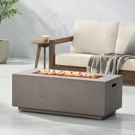 Harper & Bright Designs 40" MGO Propane Backyard Fire Pit, Outside Rectangular Concrete Fire Pit with 40000 BTU, Tank Cover Not Included, Dark Gray